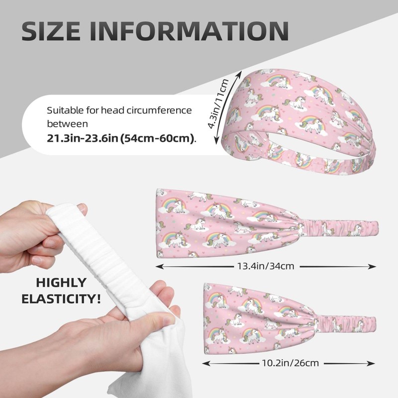 FATTTYCY Unicorn Rainbow Pink Sports Headband for Women Men