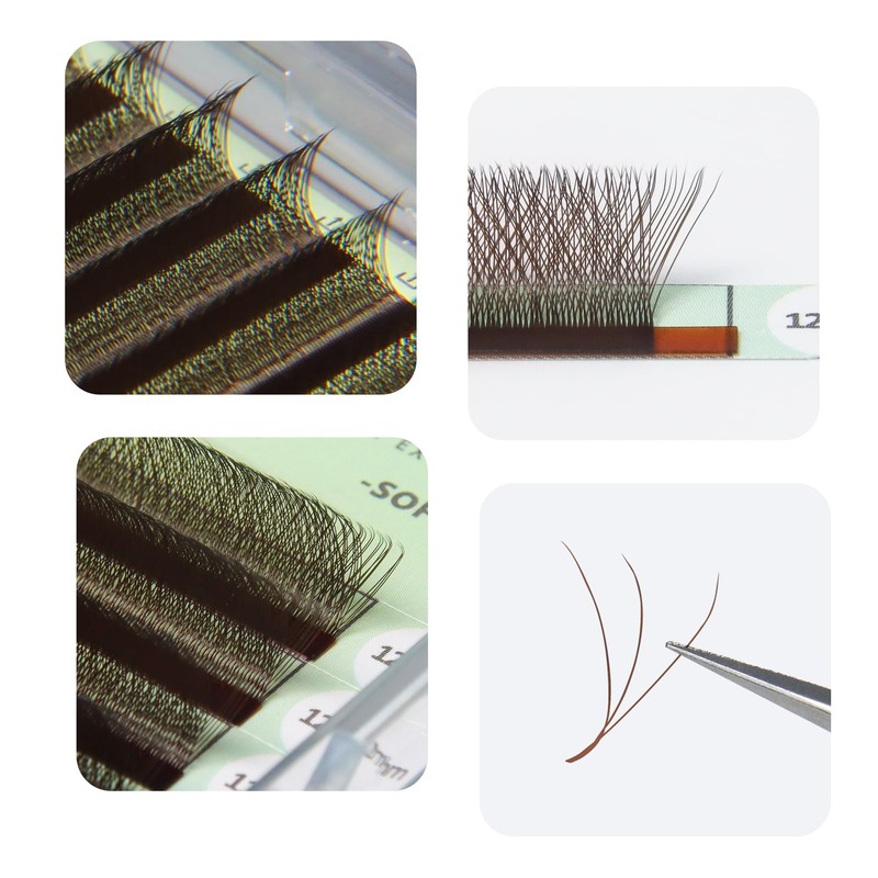 ANNAFRIS Eyelash Extensions, 3D Brown, 0.07 C, 8-12 mm, Colourful
