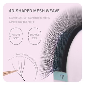 ANNAFRIS 4D W Premade Fan Lash Extension 0.07 LU Curl 8-15mm Pre Made Russian Volume Eyelash Hand Woven Lash Soft Faux Mink False Lashes(4D W 0.07 LU 8-15mm)