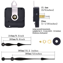 Hicarer High Torque Quartz Long Shaft Clock Mechanism Replacement with 12 Inch Long Spade Hands Clock Movement Replacement Motor for DIY