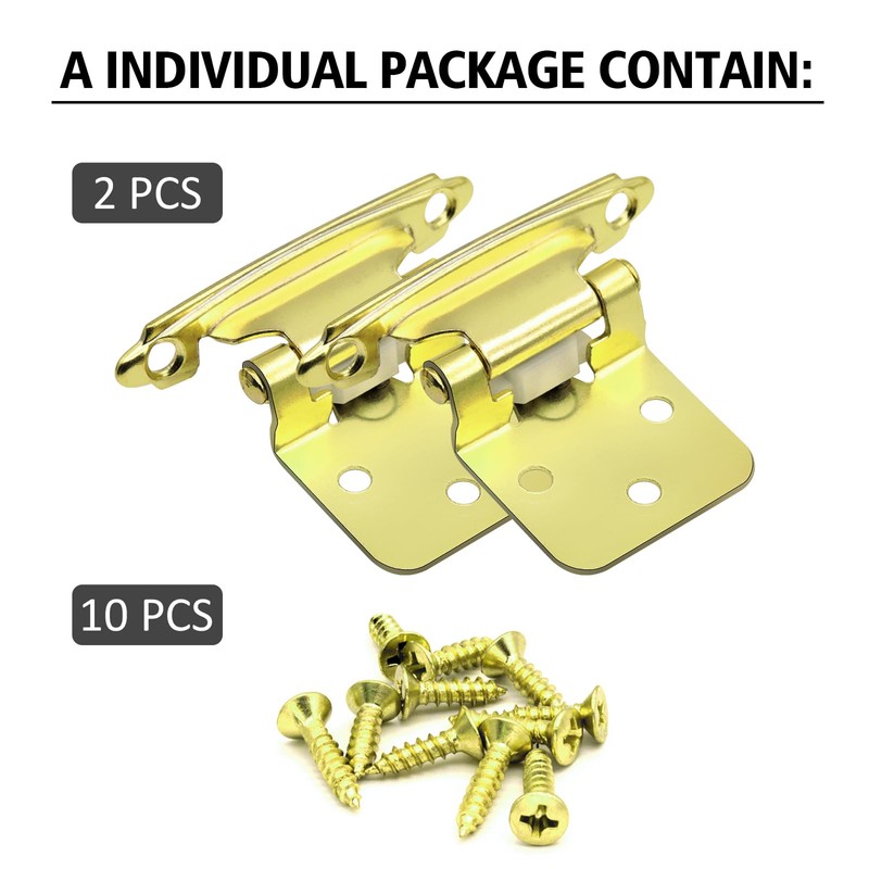 Gold Cabinet Door Hinges 1/2 Inch Overlay (Variable),50 Pack 25