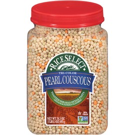 RiceSelect Tri-Color Pearl Couscous, Israeli Couscous, Non-GMO, 24.5 oz (Pack of 4 Jars)