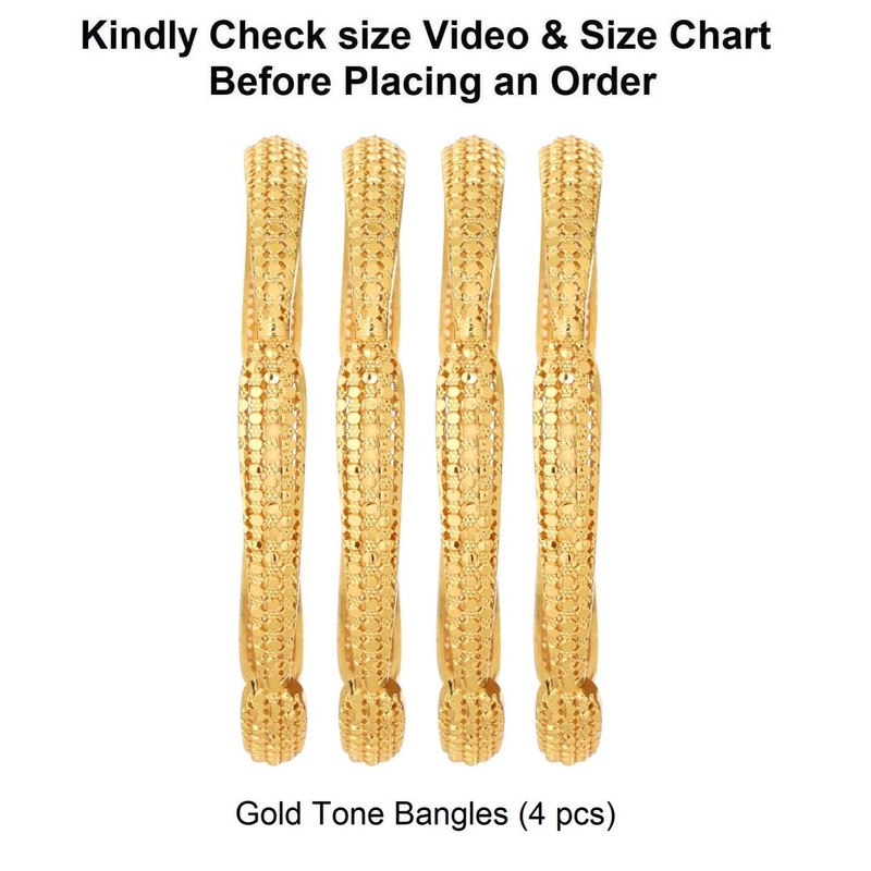 Efulgenz Gold Tone Indian Bangle Set for Women Dubai Style