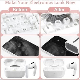 Limpiador de Teclado,Kit de Limpieza para PC,7 En 1 Limpiador de Pantalla Portátil con Cepillo Bolígrafo para Airpods Teclados Celular, Multifuncional para la Limpieza de cámaras Digitales (Rosa)