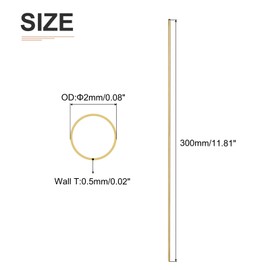 DTGN 2 mm x 0.5 mm x 300 mm (AD x Wall TxL) Brass Pipe - 4 Pack - Good for Machine Equipment Crafts Decorative Frames - Round Metal Tubes
