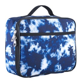 Fenrici - Lonchera estilo tie-dye azul para niños, niñas, lonchera aislada, compartimentos de lados suaves, espaciosa, sin BPA, apta para alimentos, 27 x 22 x 7 cm, color azul índigo