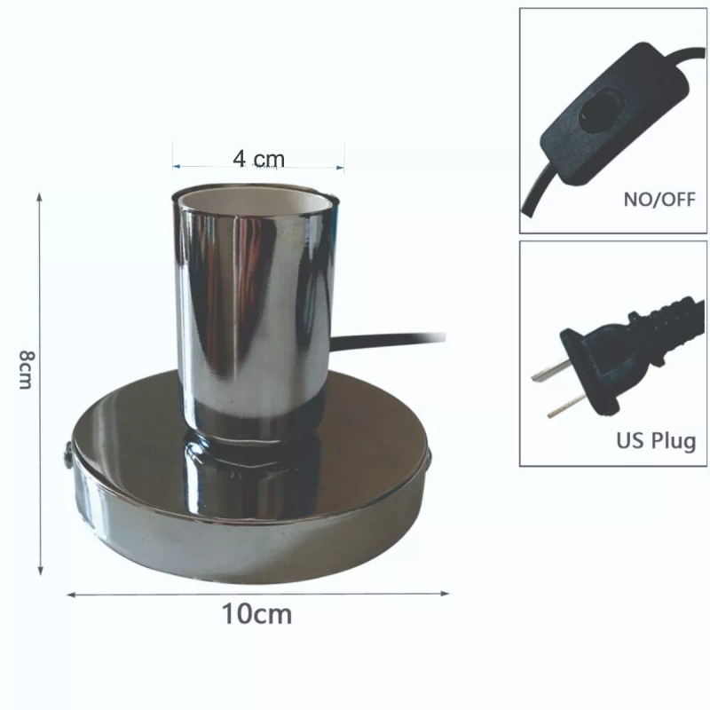 Lampara Bases Extension Socket E27 Switch On/off Portalampara Plateada