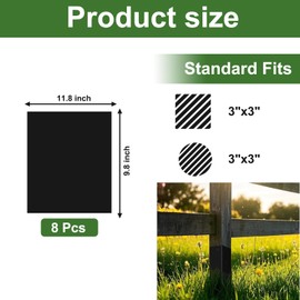 11.8x9.8 Inch Fence Post Protector, Post Saver Sleeve, Mailbox Post Wrap, 2-Layer EVA+PVC Wood Protector, Wood Saver Sleeve(8 Pcs)