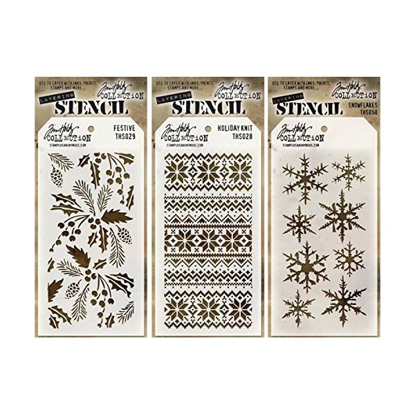 Tim Holtz Layering Stencil 3-pack Winter Holiday Christmas set -