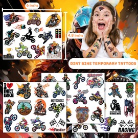 Dirt Bike Temporary Tattoos for Kids Party Supplies - 50 PCS Motocross Tattoos for Boys Birthday Party Favors Party Decorations Goodie Bag Fillers