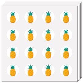 CREATCABIN 128Pcs Pineapple Stickers Fruit Decal Self-Adhesive Waterproof Sticker Round Bulk Cartoon Yellow Stickers for Water Bottles Laptop Luggage Cup Computer Diary Skateboard 2.5x2.5cm