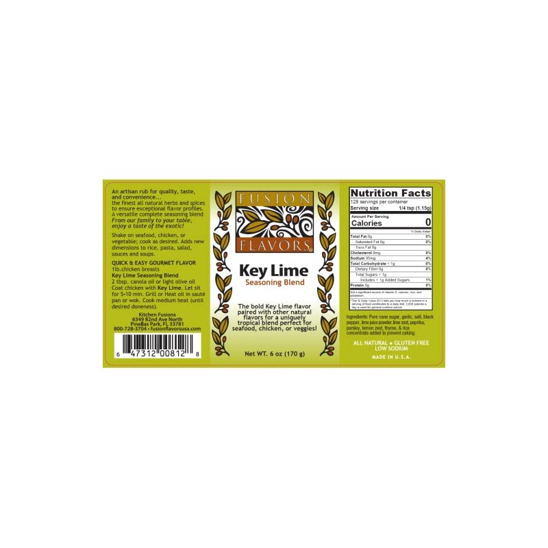 Fusion Flavors Key Lime Spice Rub, 6 oz