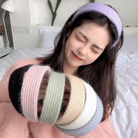 Women's 8-Color Wool Knit Headband - Autumn/Winter Pastel Hairband Pink Headband 2ea