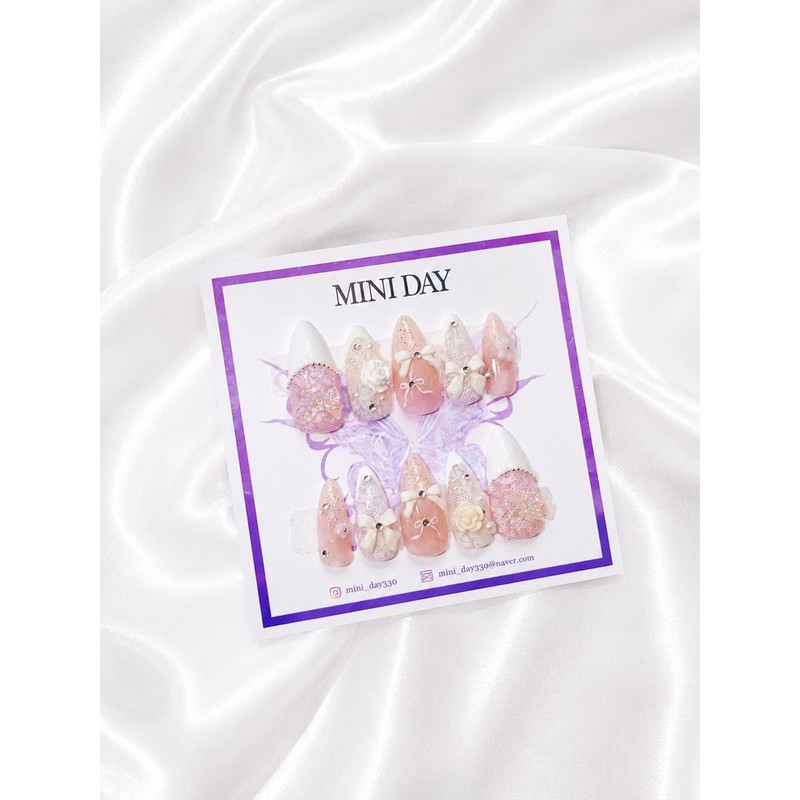 Rose Milk Tea Handmade Nail Tips - Short Ballerina /
