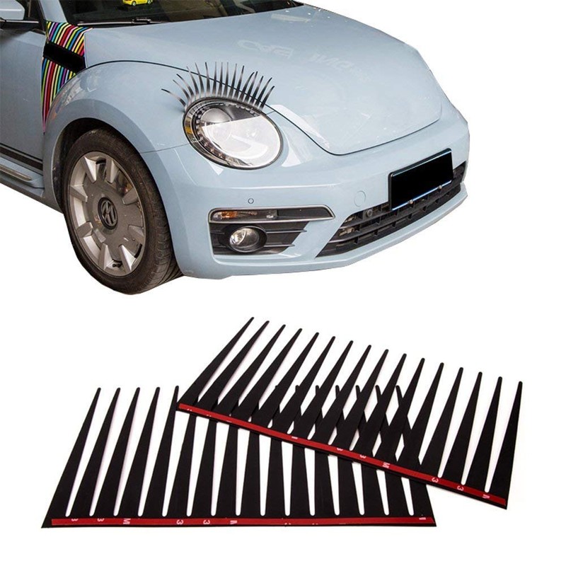 Enteek 3D Car Eyelashes Vinly Sticker Big Long Eye for