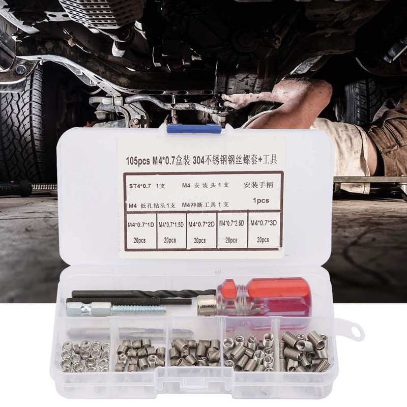105pcs Threaded Inserts Repair Kit with Tools Stainless Steel Helicoil