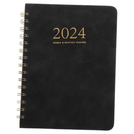 GRIRIW Pu Leather Academic Planner Notebook Multi-function Schedule Notepad for Office and Study Thick for Smooth Writing Minimalist Design for Students and Professionals