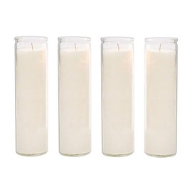 Brilux Classic White Candles in Glass, Set of 4, 8-INCHES Tall