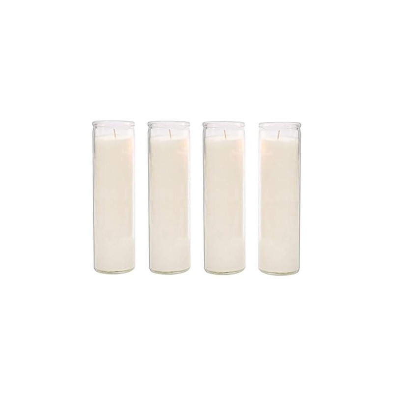 Brilux Classic White Candles in Glass, Set of 4, 8-INCHES
