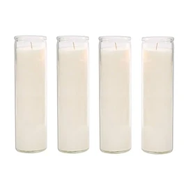 Brilux Classic White Candles in Glass, Set of 4, 8-INCHES Tall