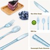 50 Pcs Blue Plastic Forks Blue Glitter Silverware Heavy Duty