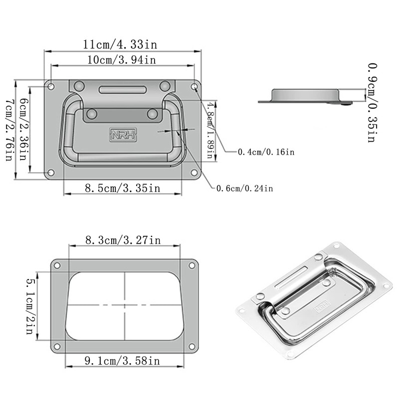 Pack of 2 Folding Handle Hardware Boxes Handles Spring-Loaded Box