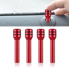 Wedcool 4PCS Car Door Lock Knob, Car Door Lock Pin Caps, Automotive Door Lock Switches, Aluminum Alloy Inner Door Lock Pull Pins, Car Interior Accessories Universal Car Door Pins for Car (Red)