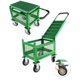 Ryansunoro Garden Seat with Cart and Wheels for Seniors, Patio, Lawn & Yard