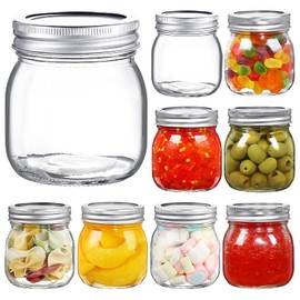 YEBODA 9 Pack Wide Mouth Mason Jars 10 oz Glass Canning Jars with Airtight Lids and Bands for Preserving, Jam, Honey, Jelly, Wedding Favors, Shower Favors, Sauces, DIY Spice Jars
