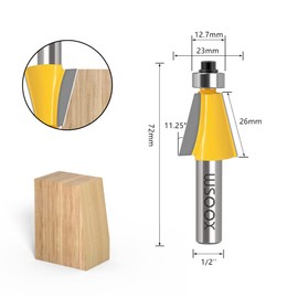 WSOOX 5PCS Chamfer Router Bit Set 1/2" Shank Edge Forming Cutter with Bearing Guided Bevel Edging Router Bit (11.25°,15°,22.5°,30°,45°.) (1/2 shank)