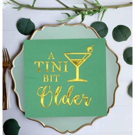 A Tini Bit Older Napkins for Martini Birthday Decorations, Martini Birthday Napkins, Martini Party Decorations, A Tini Bit Older Birthday Decorations, Martini Bar Birthday Party Decor, Gold Foil