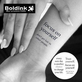 Boldink Temporary Tattoos, semi permanent tattoos, 15-day long lasting tattoo sticker, waterproof and anti-reflective, unique design（English phrases 3）