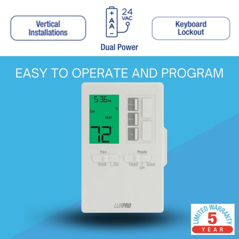 Lux Pro All in One Non Programmable and Programmable Thermostat;