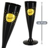 COM-FOUR® 16 x Reusable Champagne Glasses - Black, Stackable Plastic