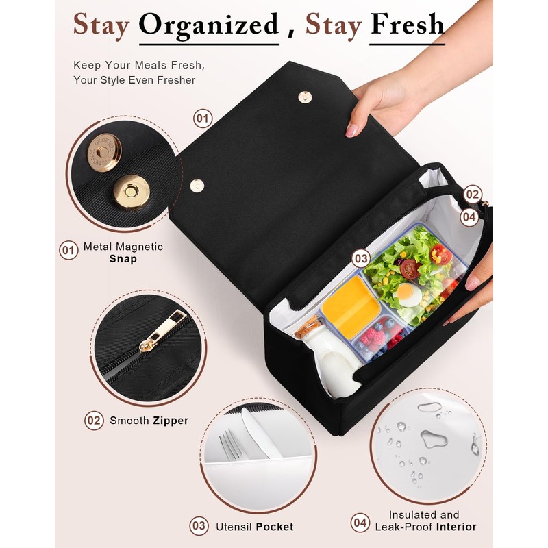 Luxury Lunch Box Women - Adult Vegan Leather Lunch Bag
