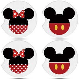 Akkya Car Cupholder Coaster Absorbent 4 Pack Cute Cartoon Rubber New Automotive Cup Holder Decal Decor Accessories for Women Men BD0901-02