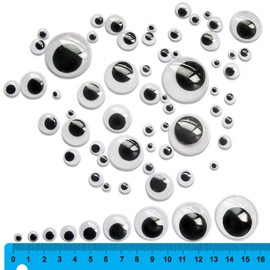 TOAOB 100 Stück Selbstklebend Wackelaugen Runde Schwarz Weiß 6mm bis 35mm Kunststoff Augen für Scrapbooking Kunsthandwerk Zubehör