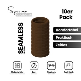 Specora - Elastico per capelli classico senza cuciture, marrone scuro, confezione da 10 pezzi, 4 cm, senza cuciture, elastico e delicato sui capelli