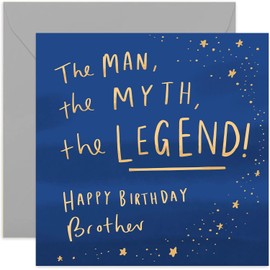 Old English Co. The Man Myth Legend Brother Card - Fun Birthday Card for Men | Brother-in-law Birthday | Blank Inside & Envelope Included