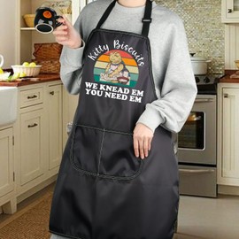 G2TUP Funny Cat Gift Kitty Biscuits Apron With Pockets Baker Gift Cat Lover Gift Chef Food Baking Lover Gift Bakery Apron