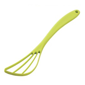 SUNCRAFT Plastic Flat Whisk, Manual Whisk Mixing Spoon, Kitchen Gadget for Blending Frothing Cooking Baking 10” x 2.6" Made in Japan (Lime Green)