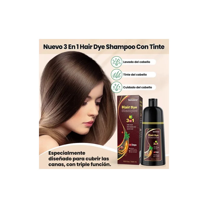 Shampoo Con Tinte Hair Dye Natural Jengibre Para Cubre Canas