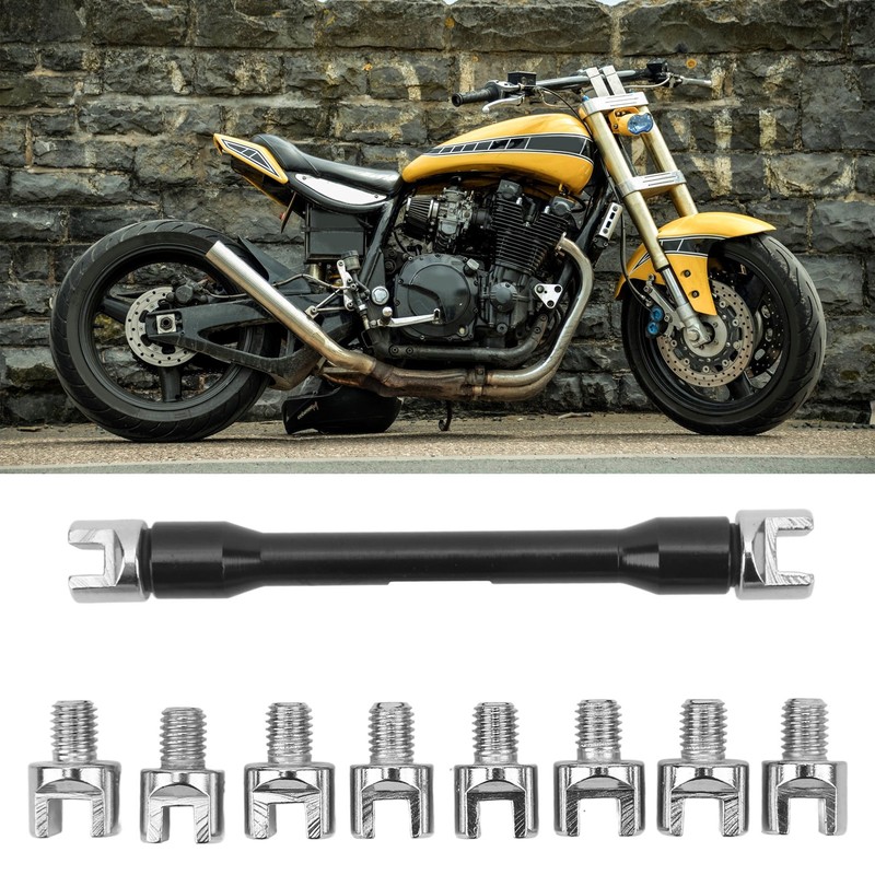Motorcycle Spoke Wrench Set Spoke Spanner Kit with 10 Interchangeable