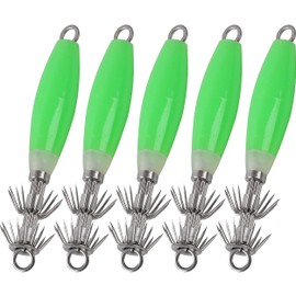 Noctilucent Squid Jig Cuttlefish Sleeve Jig Fishing Lure Bait Head Hooks Squid Hook Umbrella Sea Fishing Fluorescent Squid Octopus Cuttlefish Jig Fishing Lure Set (10pcs/box)