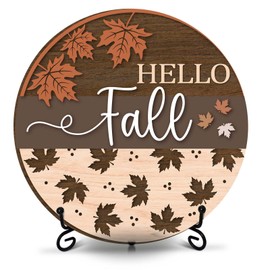 patcate Hello Fall Desk Decor, 8 Inch Autumn Maple Leaves Table Centerpieces, Thanksgiving Gifts for Home Farmhouse Decorations - A07