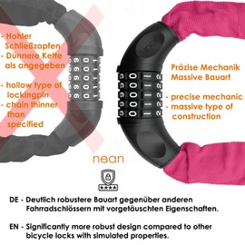 nean Bicycle Chain Lock with a Number Bicycle Chain Lock, Number Code Combination Lock, Steel Chain Links, 6 mm x 900 mm, 6mm x 900mm