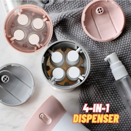 4-in-1 Travel Dispenser Leakproof, Refillable, and Portable Solution for Your Travel Shampoo and Conditioner and Travel Accessories (Grey 2 PCS)