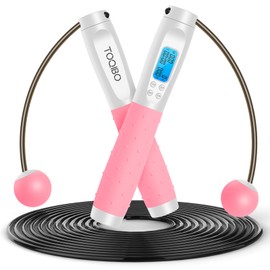 Sports Wireless Skipping Rope with Counter Jump Rope Adjustable with Digital Mileage and Counter Steel Bearings (Pink)