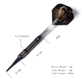 CUESOUL Black Scorpion Deluxe Soft Dartpfeile Set with Luxury Case, 16 gram (B2306)