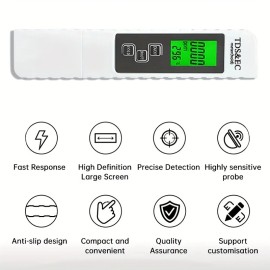 Unbranded Lightweight User Friendly Economical Compact 4-in-1 Water TDS Temperature Tester